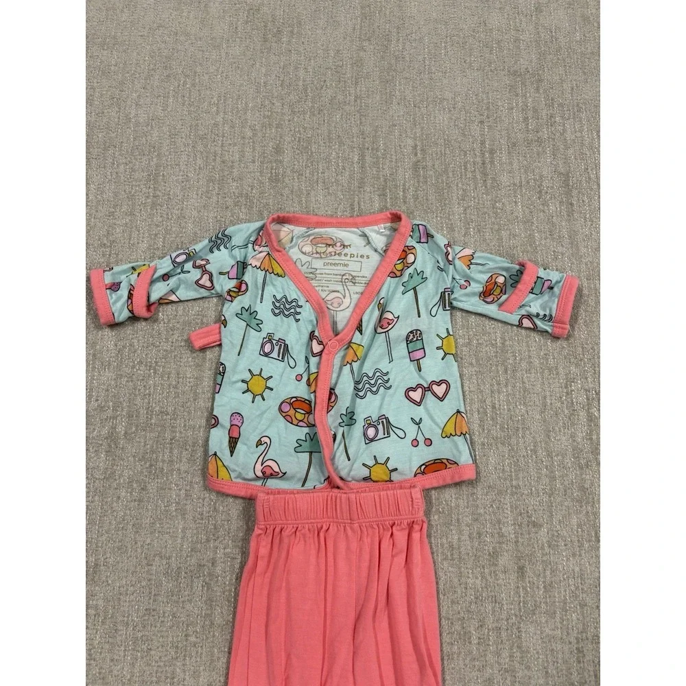 Little Sleepies Pool Party Girl Crossover Set Size Preemie Bamboo Kimono Top